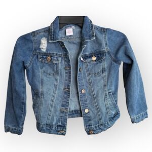 Tommy Bahama Girls Denim Jean Jacket Size 10 Ripped Distressed